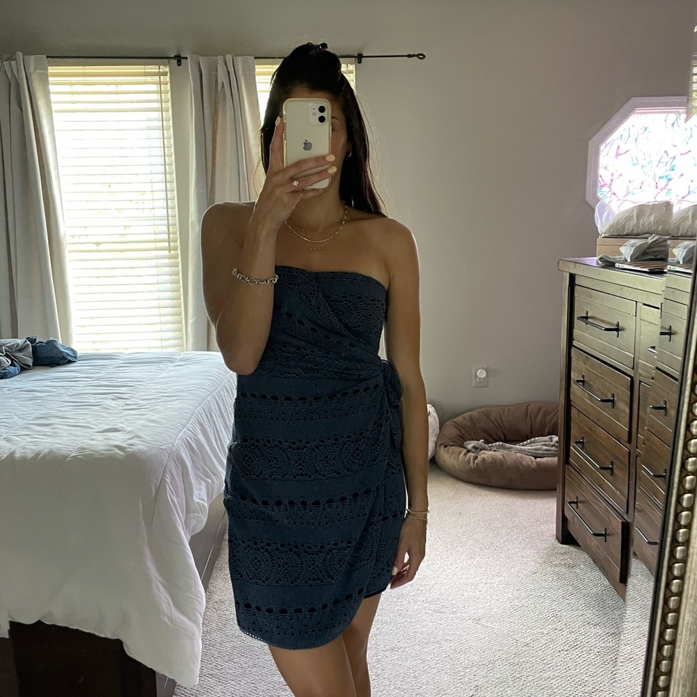 Free People worn once strapless crochet side tie dress